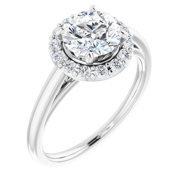 18K White Engagement Ring Mounting