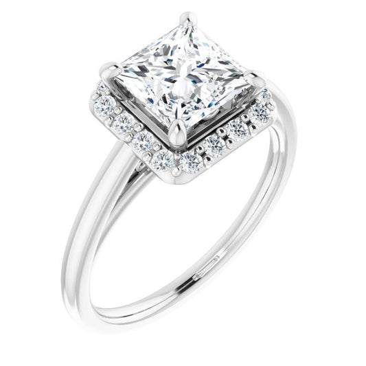 18K White Engagement Ring Mounting