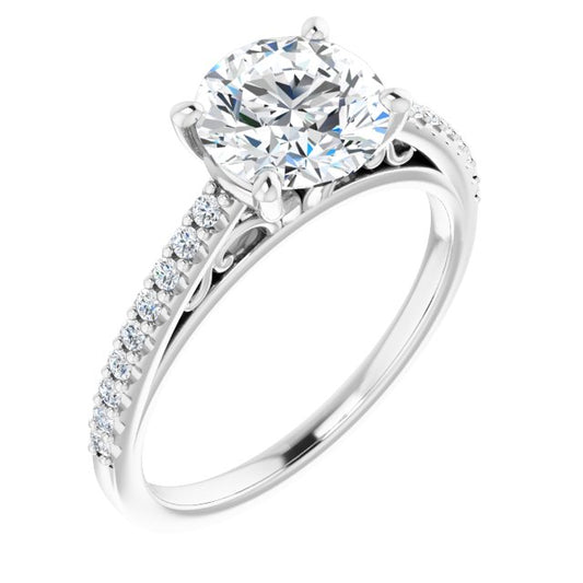 18K White Engagement Ring Mounting