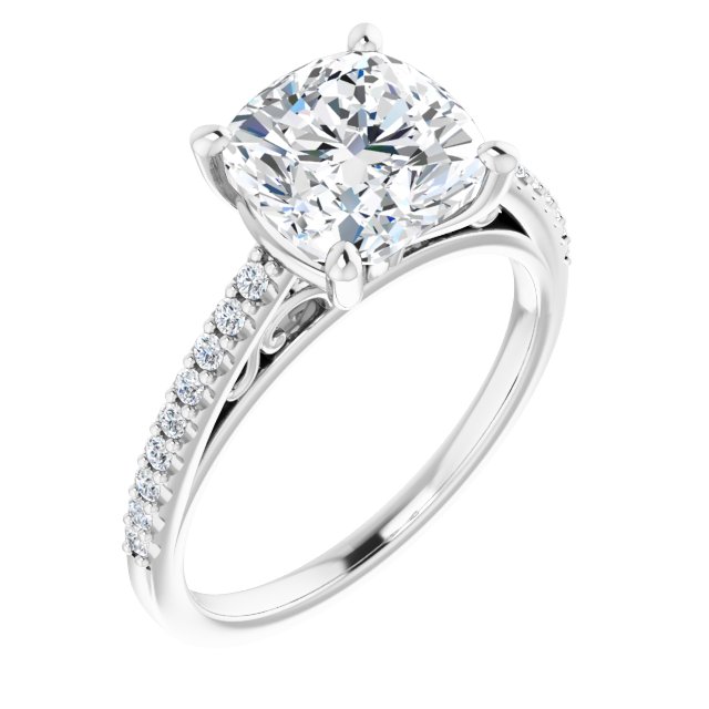 18K White Engagement Ring Mounting
