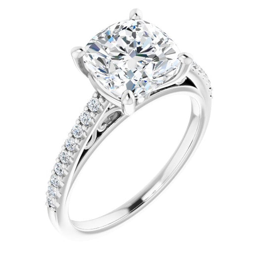 18K White Engagement Ring Mounting