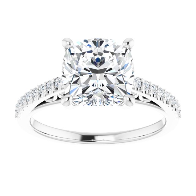 18K White Engagement Ring Mounting
