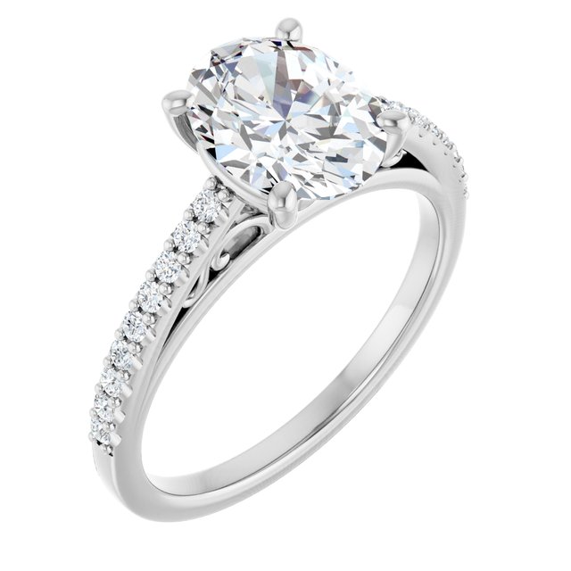 18K White Engagement Ring Mounting