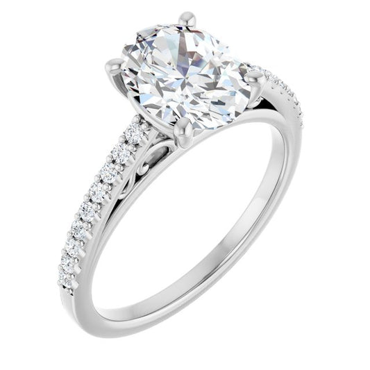 18K White Engagement Ring Mounting