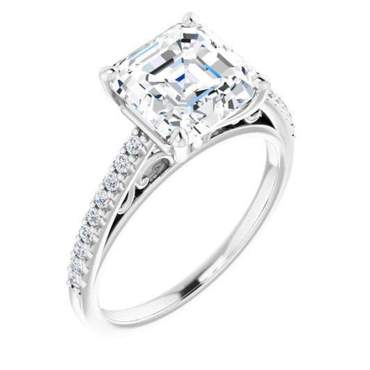 18K White Engagement Ring Mounting