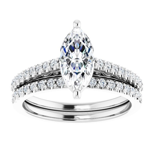 18K White Engagement Ring Mounting