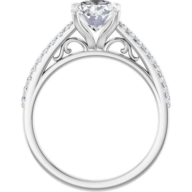 18K White Engagement Ring Mounting