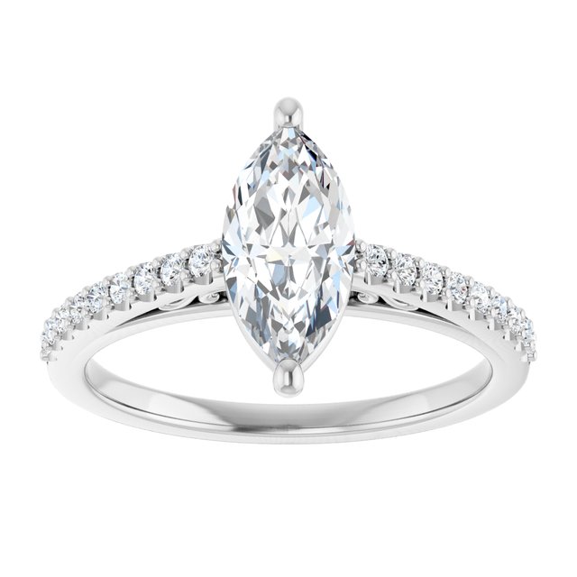 18K White Engagement Ring Mounting