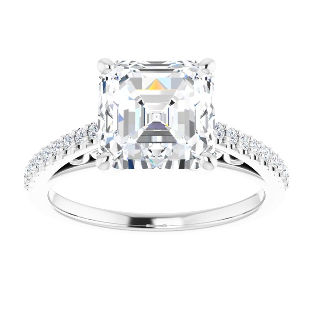 18K White Engagement Ring Mounting
