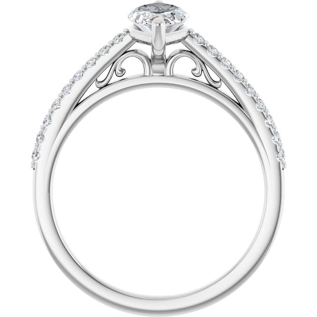 18K White Engagement Ring Mounting