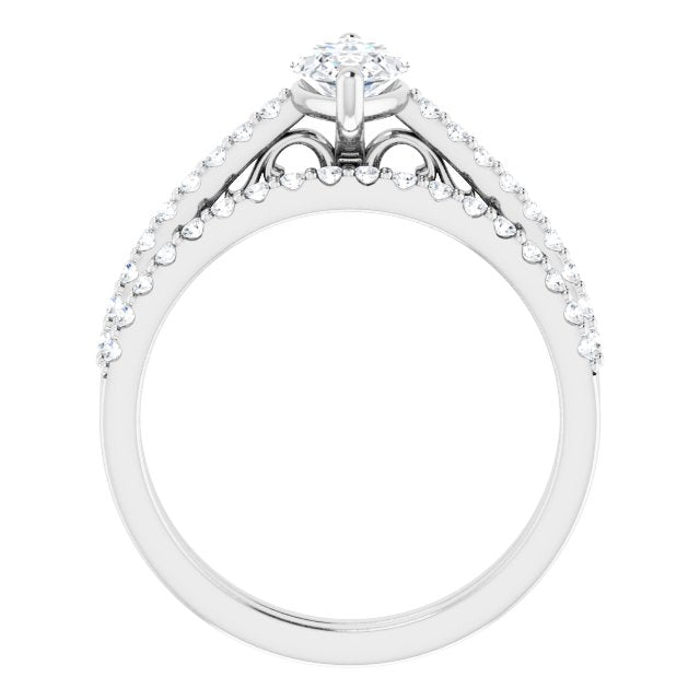 18K White Engagement Ring Mounting