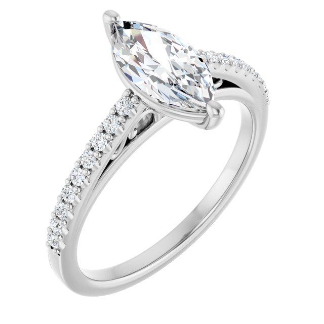 18K White Engagement Ring Mounting