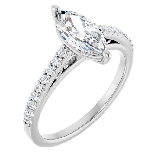 18K White Engagement Ring Mounting