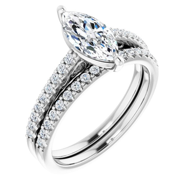 18K White Engagement Ring Mounting