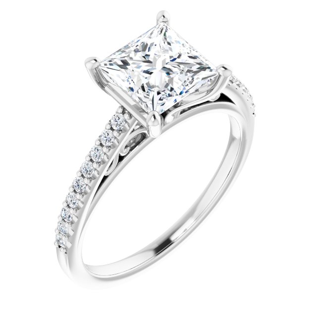 18K White Engagement Ring Mounting