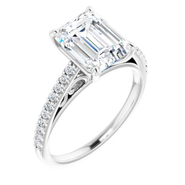 18K White Engagement Ring Mounting