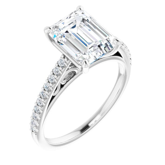 18K White Engagement Ring Mounting