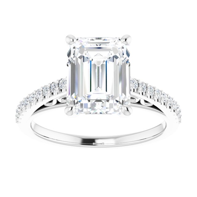 18K White Engagement Ring Mounting