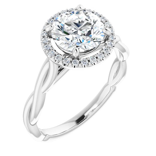 18K White Engagement Ring Mounting