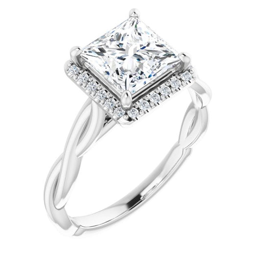 18K White Engagement Ring Mounting