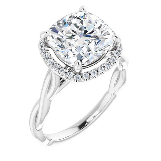 18K White Engagement Ring Mounting