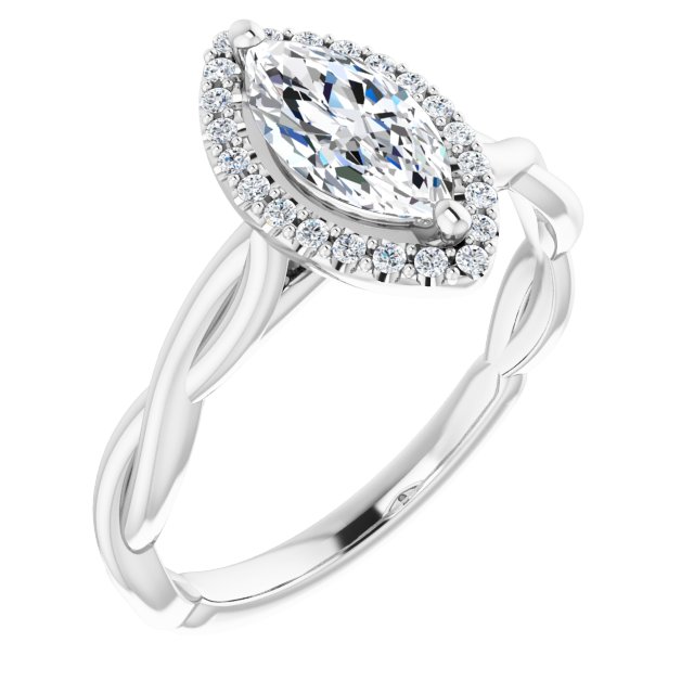 18K White Engagement Ring Mounting