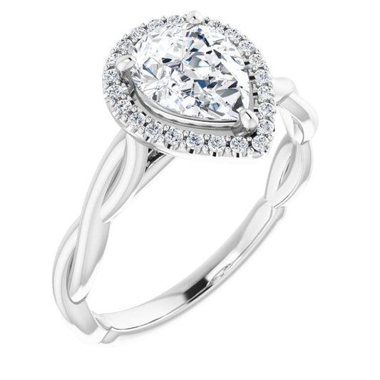 18K White Engagement Ring Mounting