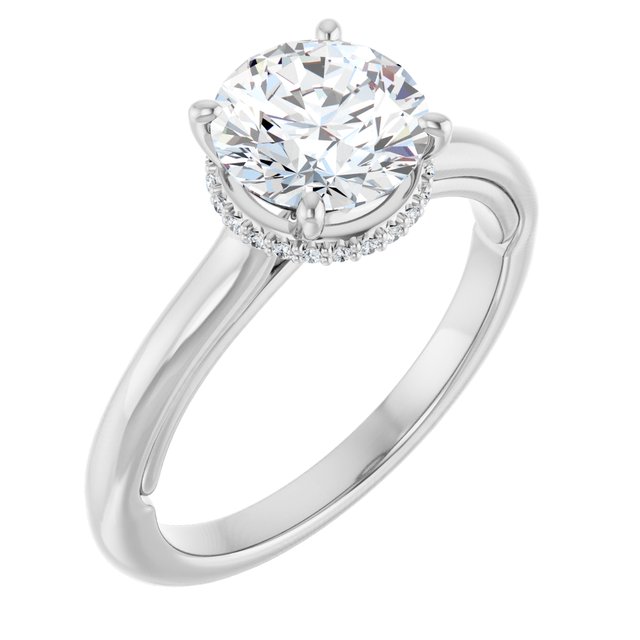 18K White Engagement Ring Mounting