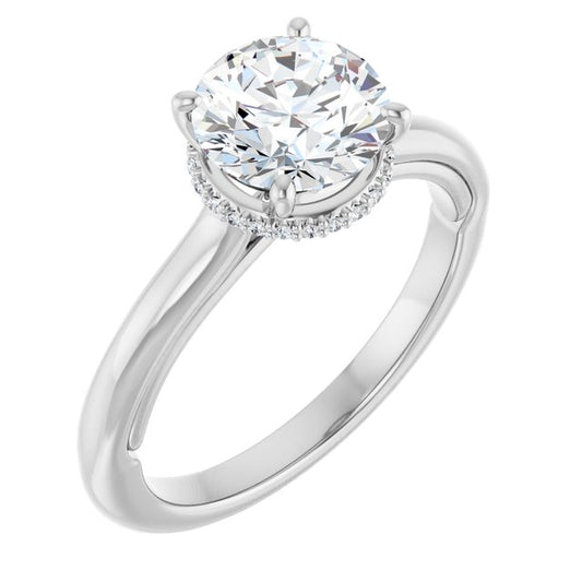 18K White Engagement Ring Mounting