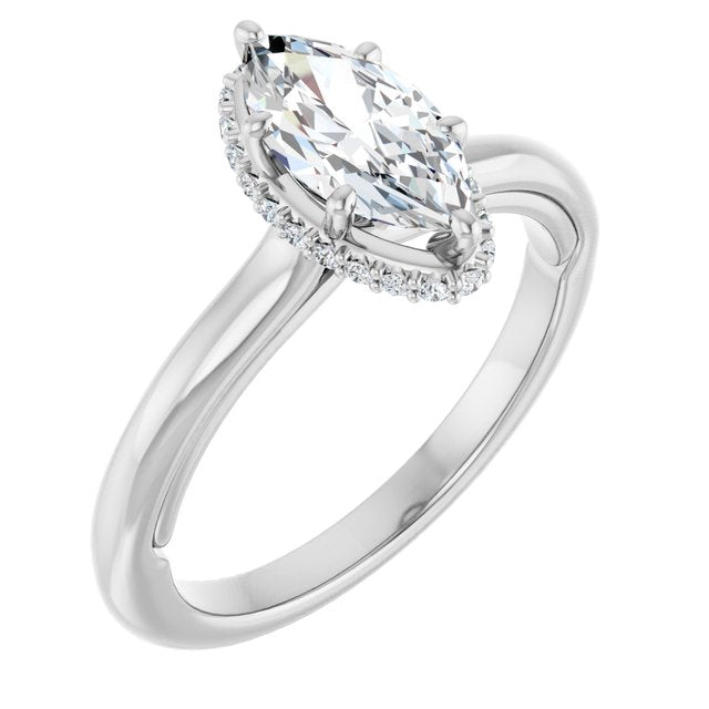 18K White Engagement Ring Mounting