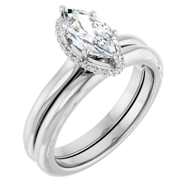 18K White Engagement Ring Mounting