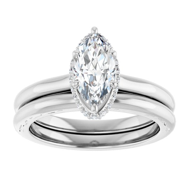 18K White Engagement Ring Mounting