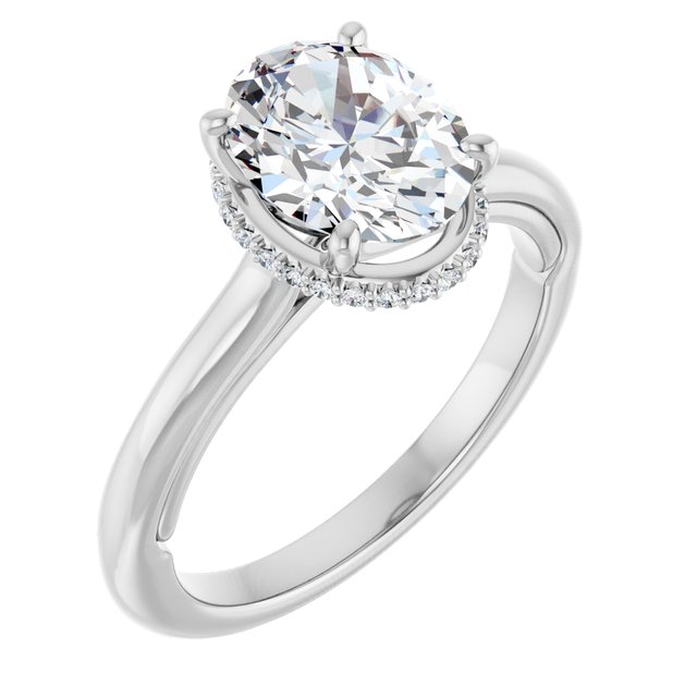 18K White Engagement Ring Mounting