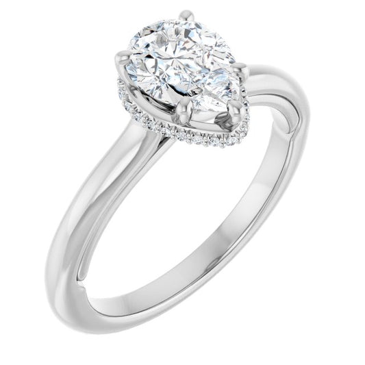 18K White Engagement Ring Mounting