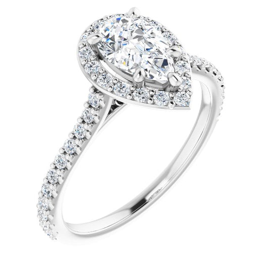 18K White Engagement Ring Mounting