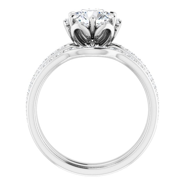 18K White Engagement Ring Mounting