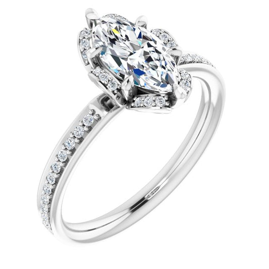 18K White Engagement Ring Mounting