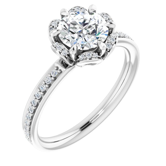 18K White Engagement Ring Mounting
