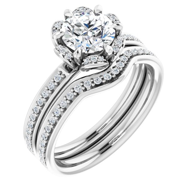 18K White Engagement Ring Mounting