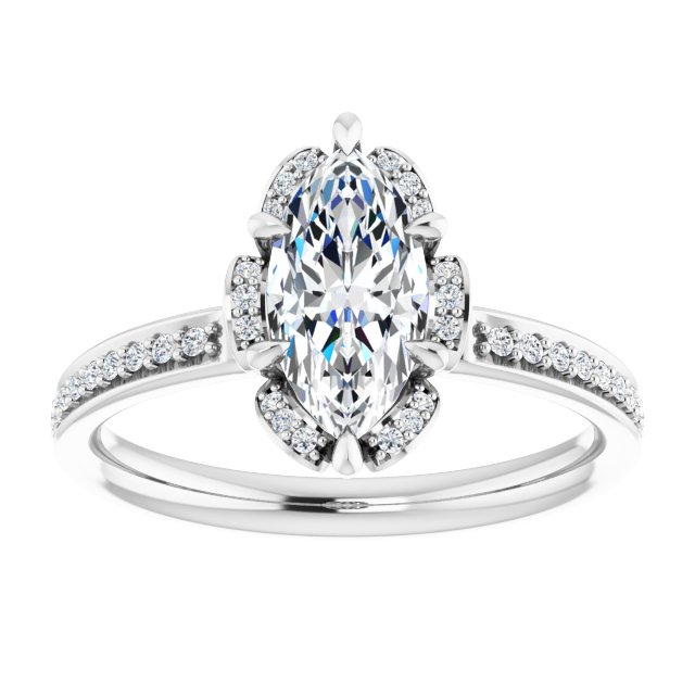 18K White Engagement Ring Mounting