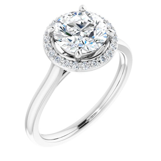 18K White Engagement Ring Mounting