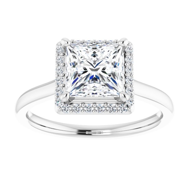 18K White Engagement Ring Mounting
