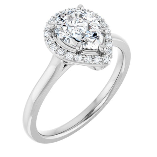 18K White Engagement Ring Mounting