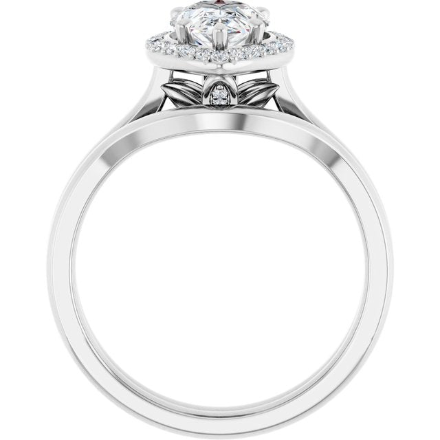 18K White Engagement Ring Mounting