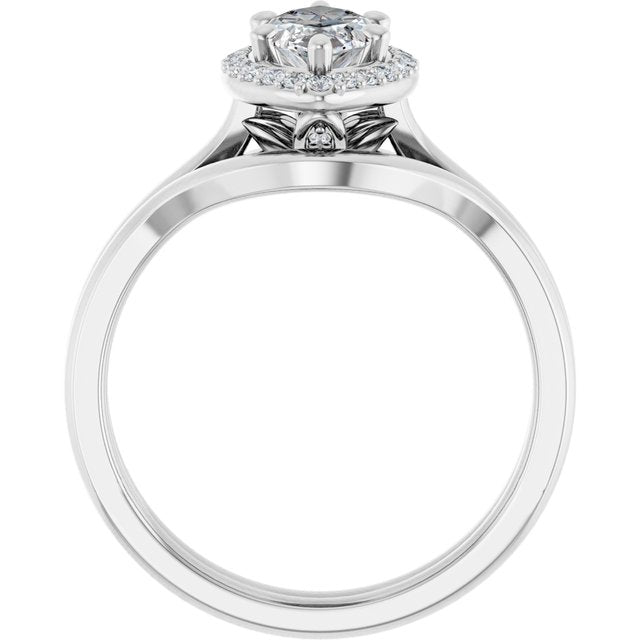 18K White Engagement Ring Mounting