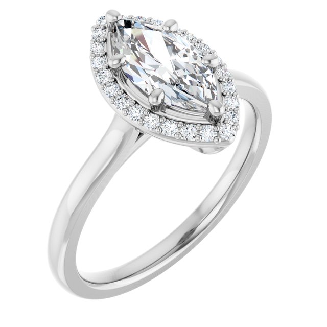 18K White Engagement Ring Mounting
