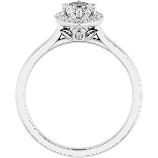 18K White Engagement Ring Mounting