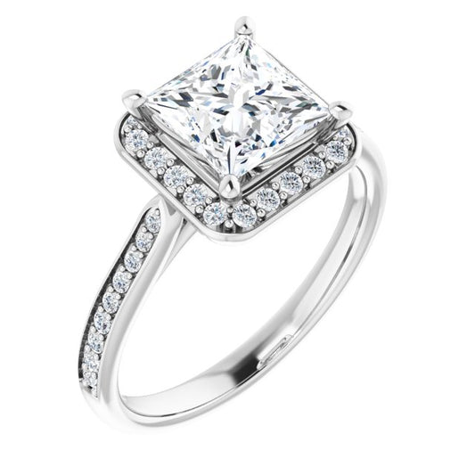 18K White Engagement Ring Mounting
