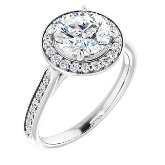 18K White Engagement Ring Mounting