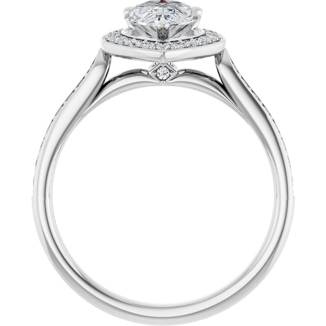 18K White Engagement Ring Mounting